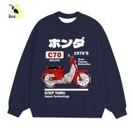 BEEBEE01 Sweater with fox fur Honda C70 art design Oversized Form, many colors for men-SW37