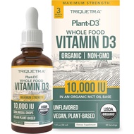 Organic Vitamin D3 10,000 IU - Plant D3, Vegan, Max Strength Sublingual Liquid D3 Drops - 200% Highe