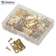 TIMEKEY 50Pcs/Box Hinges+200 Screws Iron Golden Black Bronze 4 Holes 18*16mm Mini Rounded Hinge DIY 