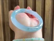 冰種翡翠天然翡翠玉鐲A玉手鐲 • 冰種晴藍翡翠圓鐲