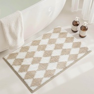 VIKAMA Cute Square Pink Checkered Bathroom Absorbent Carpet Bedroom Decoration Bedside Carpet Home D