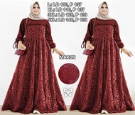 L XL JUMBO 3XL 5XL Elanisha Dress Brokat Busui Baju Muslim Wanita Gamis Brukat Gaun Pesta Dres Syari