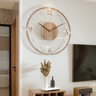 Clock wall clock living room new solid wood creative mute Nordic minimalist quartz clock