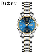 BIDEN Jam Tangan Wanita Anti Air Original Stainless steel Kalender Kuarsa Jam Tangan Cewek Korea