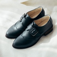 四公分魔鬼氈牛津木跟真皮踝靴  | 黑 | 台灣真皮手工鞋MIT