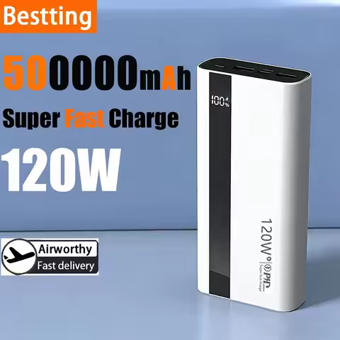 120W 500000mAh High Capacity Power Bank Super Fast Charging Power Bank Portable Battery Charger For 