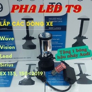 Đèn pha Led bi cầu Mini T9 Pro MA Racing Chân H4( Tặng 1 bóng Hậu nháy Audi)