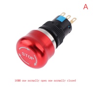 Store HHDKE3 สวิตช์หยุดฉุกเฉิน16มม. 19มม. 22มม. หัวเห็ดสวิตช์หยุด1NO1NC สลัก2NO2NC