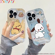 Funny Cartoon Pooh Bear Casing For Samsung Galaxy A72 A52 A52S A32 A22 A12 A51 A21S A50 A50S A30S J7 Prime On7 2016 M32 4G 3D Curved Wave Edge Phone Case Cute Pochacco Back Cover