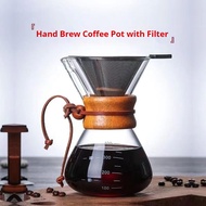 Hand Brew Coffee Maker Set with Scale Wooden Integrated Pot Stainless Steel Filter Portable Drip