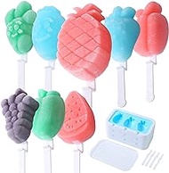 OFODE 9 Cavities Popsicles Molds for Kids, Ice Cream Mold with 15 Sticks, BPA-Free Cute Ice Pop Mold for Toddlers, Easy to Clean Popsicle Maker, Stackable Baby Popsicle Molds