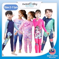 ❗️CLEARANCE STOCK❗️Kids Girl Boy Swimming Suit Swimwear Swimsuit Long Sleeves Baju Mandi Baju Renang