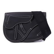 Dior 牛皮皮革Saddle Bag銀扣肩背袋