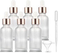 6 Pack,Frosted Glass Essential Oil Dropper Bottle,Empty Glass Liquid Container Holder With Glass Eye