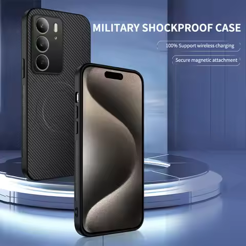 For Realme C75/c75x / 14x 5g Case Luxury Kevlar Fiber Textured Magnetic Cover For Realme C75 5G Shoc