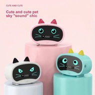 Wireless bluetooth-compatible 5.0 Stereo Player Digital Alarm Clock FM Radio Speakers Portable With USB Charging Cat Ear Speaker
