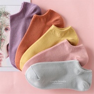 5 Pairs Women Fashion with Multi Colour Cute Cotton Soft/Daily Sock 袜子女韩版短袜原宿风潮流春夏款学生新款船袜隐形女士浅口吸汗