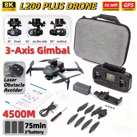 L200 PLUS Drone with 3-Axis Gimbal Camera Laser Obstacle Avoidance 249g Lightweight 8 Adjustable Len