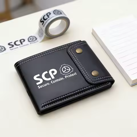 SCP Foundation Anime Short Wallets Oil Wax Leather Coins Purses Cartoon ID Card Holders SCP Money Ba