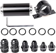 10 Micron Inline Fuel Filter with 6AN 8AN 10AN Adapter, 50MM Universal Bracket Clamp, For Filtering 