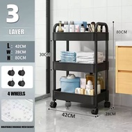 3 Layer Kitchen Storage Trolley With Handle Kitchen Vegetable Bathroom Storage Rack Random Color