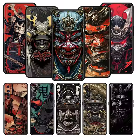 Samurai Hannya Mask Ghost Case For Realme 12 11 10 4G 9 8 5G 7 6 GT5 GT3 GT2 Pro Plus C21 C11 C25 C3