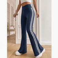 PTM - PREMIUM Highwaist Flare Pants Stripe 2 Stretch Jumbo Office Sports Gym Pilates Running Yoga 2A