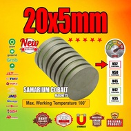SAMARIUM COBALT SUPER STRONG D MAGNET 20x5mm - 20 x 5mm N52 Lasts 100 Celcius