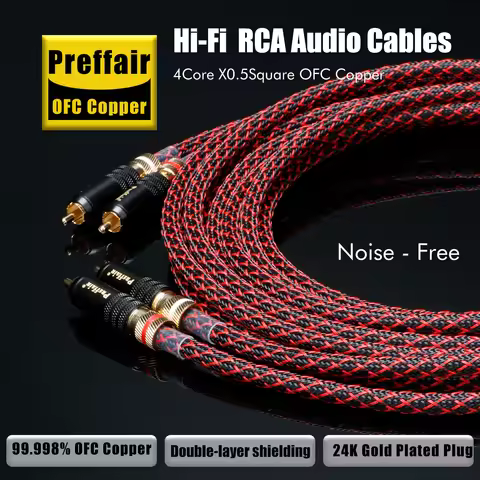 Pair L4E6S 99.998% OFC Copper Audio Cable With Gold Plated RCA To RCA Interconnect