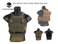 Emersongear FCS Style VEST W/MK Chest Rig SET Body Armor Rapid Chest Rig  em7407