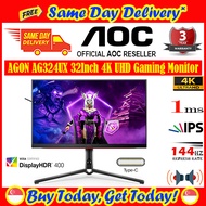 [Free Same Day Delivery*] AOC AGON AG324UX 32Inch 4K UHD Gaming Monitor, 144Hz, 1ms GTG, IPS, FreeSync Premium, HDR400, KVM, H eight Adjus (*Order Before 2pm on working day, will deliver the same day, Order after 2pm, will deliver next working day.)