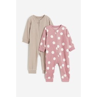 HM เสื้อผ้าเด็ก เด็กทารก เสื้อผ้าเด็กชายหญิง ชุดเซ็ต 2 ชิ้น ฤดูใบไม้ร่วง ซิป แขนยาว ชุดนอน โพลีเอสเต