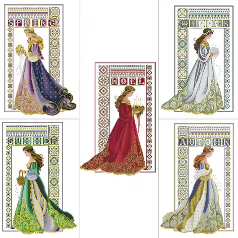 Bridal With Bouquet Character Counted Cross Stitch Kit 16CT 14CT 11CT White Printed Canvas Fabric Em