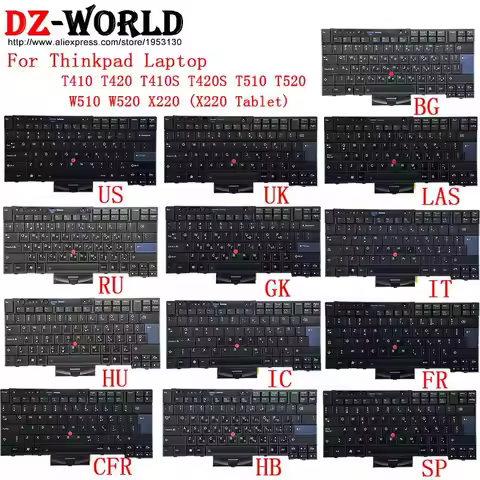 US RU UK LAS SP HB IL GK FR IC CFR IT HU BG English Keyboard for Lenovo Thinkpad T410 T420 S T510 T5