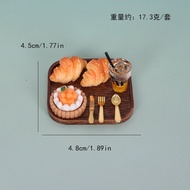 Miniature Dollhouse Dessert Croissant Cutlery Model Food Toy Photography Prop Decoration Resin Mater