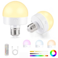 IKEE Rechargeable Battery Operated Light Bulb E26 Detachable Charging Bulb With Remote 15 Colors Cha