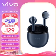 vivo TWS Air2 夜蓝 环绕重低音 3.6g超轻盈无感佩戴 30小时长续航 通用小米苹果华为手机 vivotwsair2