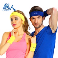 Mail fashion men and women sports towel headband wristbands set cotton sweat-absorbent hair hijab