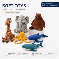 🧸 Koleksi Soft Toy Haiwan Comel | Gajah, Shark & Brown bear | Hadiah & Hiasan Bilik