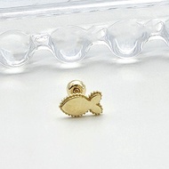 [Mandy] 14K Solid Fish Tragus Helix Conch Stud Piercing Earring, 585 Gold, Korean Made Jewelry