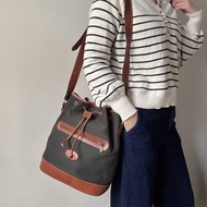 中古正品 Bally 帆布拼真皮水桶包 斜背包 旅行包 男女適用