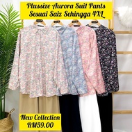 PLUS SIZE FLORAL SUIT IRONLESS PANTS Aurora Floral Suit