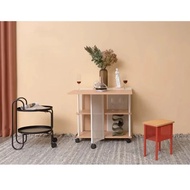 ⊹Modern minimalist folding table with wheels for small household use simple and movable retracta eU