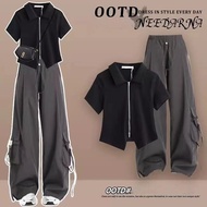 Set Short Sleeves T-shirt + Cargo Pants Summer Dresses Full Set Two-piece Suits Hotgirl