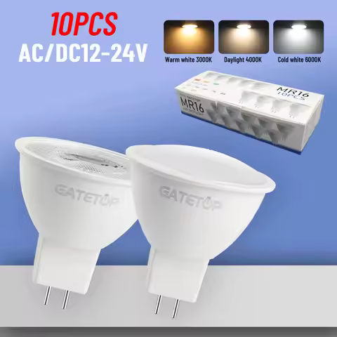 10PCS MR16 LED Spotlights,7W,GU5.3 Base,12 - 24V AC/DC, 3000K/4000K/600K-Anti-Glare,Used in Restaura