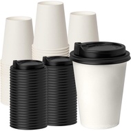 RACETOP [100 pack] Disposable Coffee Cups with Lids 12 oz, Hot Paper Cups with Lids, To Go Cup with 