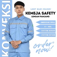 Baju Kemeja Safety K3 Lengan Panjang - Seragam Kerja Atasan Wearpack Werpack Werpak Proyek Tambang W