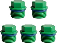 Feelers 1" PT Outer Hex Male Threaded PPR Pipe Plug End Cap Garden Hose Water Tubing Stopper Prevent Leakage Choke Fitting, Pack of 5, Green