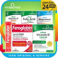Vitabiotics Ultra Vitamin D3 Tablets | Feroglobin Gentle Iron Folic Acid | Ultra Magnesium | Ultra O