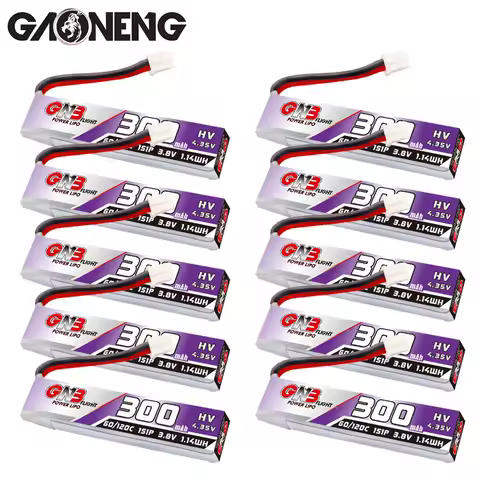 10PCS GNB 1S 300mAh 3.8V 60C/120C HV Lipo Battery With PH2.0 Plug for FPV US65 UK65 Inductrix Beta65